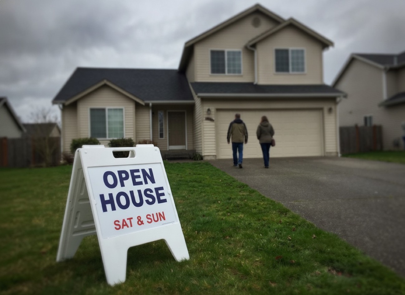 Open House sign on lawn